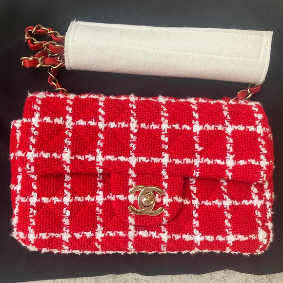 Chanel Mini Rectangle Flap Tweed Red & White Brand New! - Picture 2 of 15